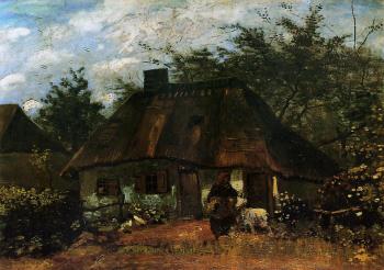 Vincent Van Gogh : Cottage and Woman with Goat